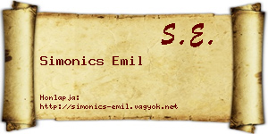 Simonics Emil névjegykártya